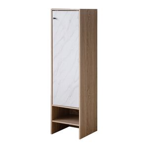 single-door high cabinet-marble white