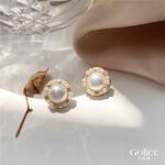 【Gulicc】古莉可 耳環 法式復古簡約珍珠滾邊氣質耳環, , large