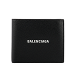 BALENCIAGA 經典LOGO牛皮8卡對開短夾/黑, , large