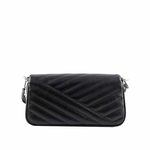 TORY BURCH Kira 銀釦縫線設計翻蓋小款肩背/斜背二用包/黑色, , large