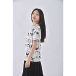 (S) 質感人頭白色短袖上衣二手衣, , large