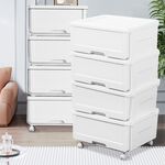 【AOTTO】日式可疊加附輪抽屜收納箱-4入組(AL-603W), , large