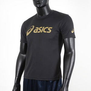 Asics 男女 短袖 T恤 運動 透氣 吸濕 快乾 抗UV 台灣製 延續 黑金 [K31415-90A]
