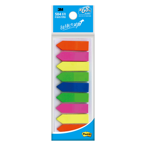 【龍品文創】3M 584-9 全彩可再貼螢光標籤-1包