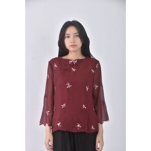 (S) lan ling紅色長袖上衣二手衣