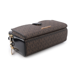 Michael Kors 滿版塗層帆布Logo 及漆皮雙拉鍊二用包/咖啡色/黑色, , large