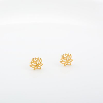 【Angel & Me】愛 蓮花 一對 s925 純銀 厚鍍24k純金 耳環 耳夾