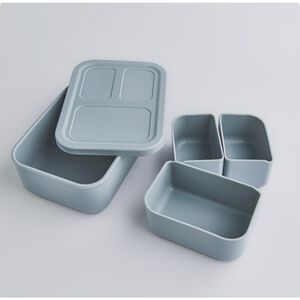 JC ECO BELIEVER 800ml Bento Box with 3 Removerable Compartments, Leak-Proof Silicone Container,Microwave, Dishwasher, Blue
