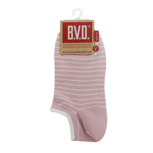 BVD舒適條紋女踝襪(灰粉)