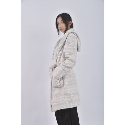 (XL) petit camelia厚磅長版白色綁帶外套二手衣