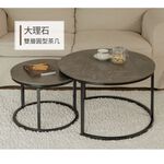 【H&R安室家】雙層大理石圓型茶几/矮桌-灰TBF42A, , large