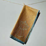 【英國 MÆGEN】刺繡棉麻餐巾組-卡其 (摩卡壺), , large