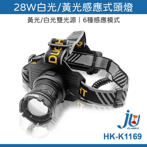 鉅玉經典｜28W 白光/黃光感應式頭燈  HK-K1169