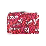 Lesportsac Extra Large Rectangular Cosmetic 加大型化妝包/ 莓果色愛情手繪風, , large