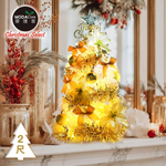 摩達客-台灣製2尺(60cm)精緻白色聖誕樹+富貴雙金聖誕花系飾品組+50燈LED燈串暖白光-USB電池盒兩用充電/本島免運費MIT歐美外銷款, , large