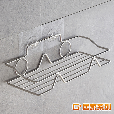 【G+居家】2組304不鏽鋼長方形無痕置物架(方形架/廚房瓶罐架/組屋無痕瀝水架/免打孔層架/免鑽孔衛浴架)