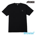 KINGO-超大尺碼-男款 圓領T恤-黑-415135, , large