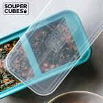 官方直營【Souper Cubes】多功能食品級矽膠保鮮盒2格_湖水綠(500ML/格), , large