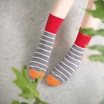 【現貨】Supima抗菌萊卡除臭襪-女寬口條紋短襪 P6873, , large