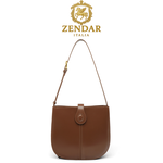 【ZENDAR】限量1折 頂級小牛皮肩背包含內包 薇拉系列 全新專櫃展示品(琥珀色), , large