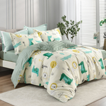 【Betrise】Crocodile Jumping | Environmentally friendly printing and dyeing anti-mite and antibacterial 100% combed cotton dual-purpose quilt and bed sheet set - double, , large
