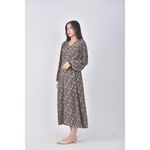 (S) earth music ecology碎花質感V領棕色洋裝二手衣, , large