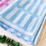 [Kaimei Cotton Industry] 6 into the group, random and excellent, MIT made in Taiwan, 26 taels of untwisted yarn straight striped towels, 4 colors, , large