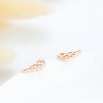 【Angel & Me】天使 夢想 翅膀 Wing s925 純銀 厚鍍 18k 玫瑰金 一對 耳環 耳夾 生日 禮物, , large