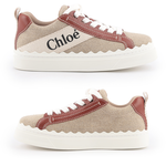 CHLOE' LAUREN 棉質拼牛皮休閒運動鞋35/白色/棕色, , large
