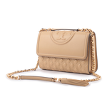 Tory Burch Fleming 縫線翻蓋流蘇二用包/沙色, , large