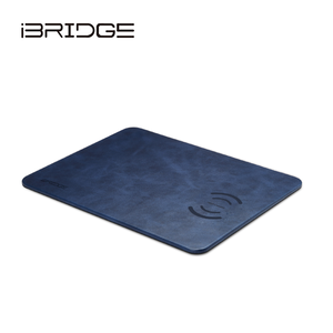 iBRIDGE 10W+Apple 7.5W Fast Charge Qi Wireless Charging Leather Mouse Pad - Blue