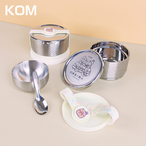 【KOM】角落小夥伴 ECO易扣防漏雙層隔熱304不鏽鋼便當盒(飯碗/湯碗/菜盤)
