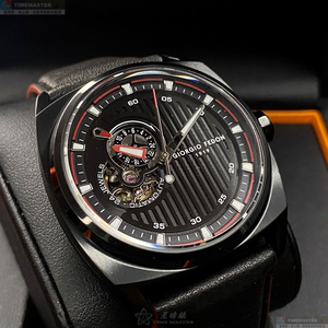 [星晴錶業]GiorgioFedon1919手錶,42mm,GF00088黑色錶面黑錶殼深黑色真皮皮革錶帶款