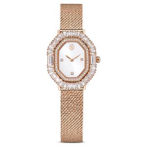 SWAROVSKI 施華洛世奇 Matrix 方形切割水晶八角米蘭帶手錶 女錶-玫瑰金/30x25mm(5732497)