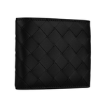 BOTTEGA VENETA 小牛皮編織對開零錢袋短夾/黑色, , large