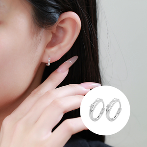 S999純銀輕奢鑲鑽鏤空閃鑽耳扣款耳環附馬卡收納盒