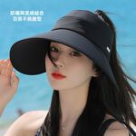 【A&R】韓款加大帽簷中空後綁帶式遮陽帽 藍, , large