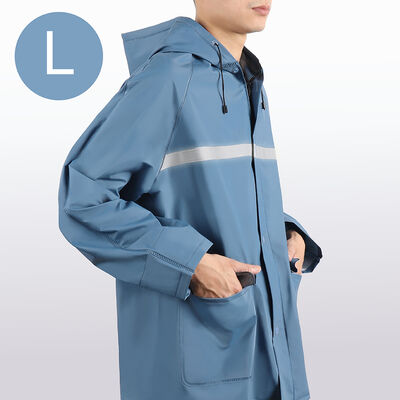 兩件式PVC防護雨衣<蔚藍L>