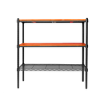 【Y HOUSE】90x45x90cm pine three-layer storage rack rack iron rack - black teak, , large
