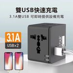 TRISTAR TS-USB170 雙USB萬國旅行轉接頭 3.1A 快速充電 四國插頭設計(百/黑), , large