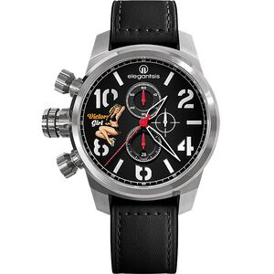 elegantsis JF48QS機頭藝術-女郎計時手錶-黑/48mm ELJF48QS-OB01LC