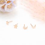【Angel & Me】星月 星星 月亮 一對 s925純銀厚鍍18k玫瑰金 耳環, , large