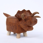 Creative animal-shaped solid wood children's low stool, dinosaur brown, , large