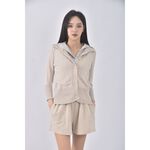 (S) la chambre dine質感棉質假兩件杏色長袖上衣二手衣, , large