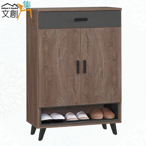 【文創集】包曼2.7尺二門二抽鞋櫃(客約商品)灰橡木紋色系