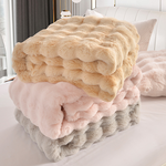 【Betrise】Gray | Prague imitation rabbit plush fur blanket (large size 180x210cm), , large