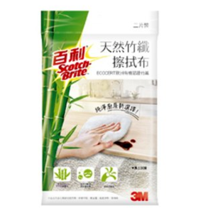 3M百利天然竹纖擦拭布二片包