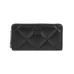 TORY BURCH Kira 黑釦縫線皮革ㄇ形拉鍊長夾(黑色), , large