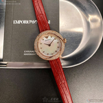 [星晴錶業]ARMANI手錶,26mm,AR00045貝母錶面玫瑰金錶殼紅真皮皮革錶帶款, , large