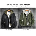 男款 假兩件工裝外套-黑/軍綠-0206031, , large